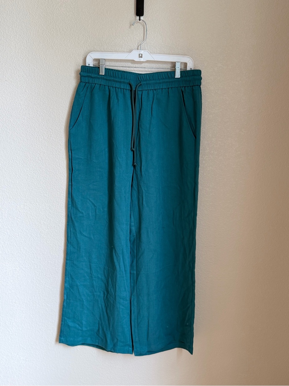 Halara High Waisted Drawstring Pocket Wide Leg Casual Linen-Feel Pants